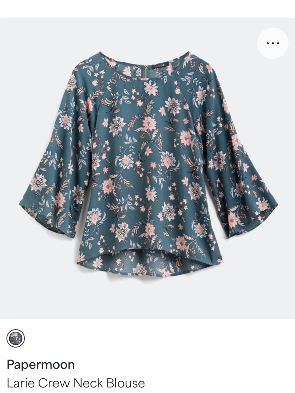 Papermoon Teal Floral Blouse with Pink Accents